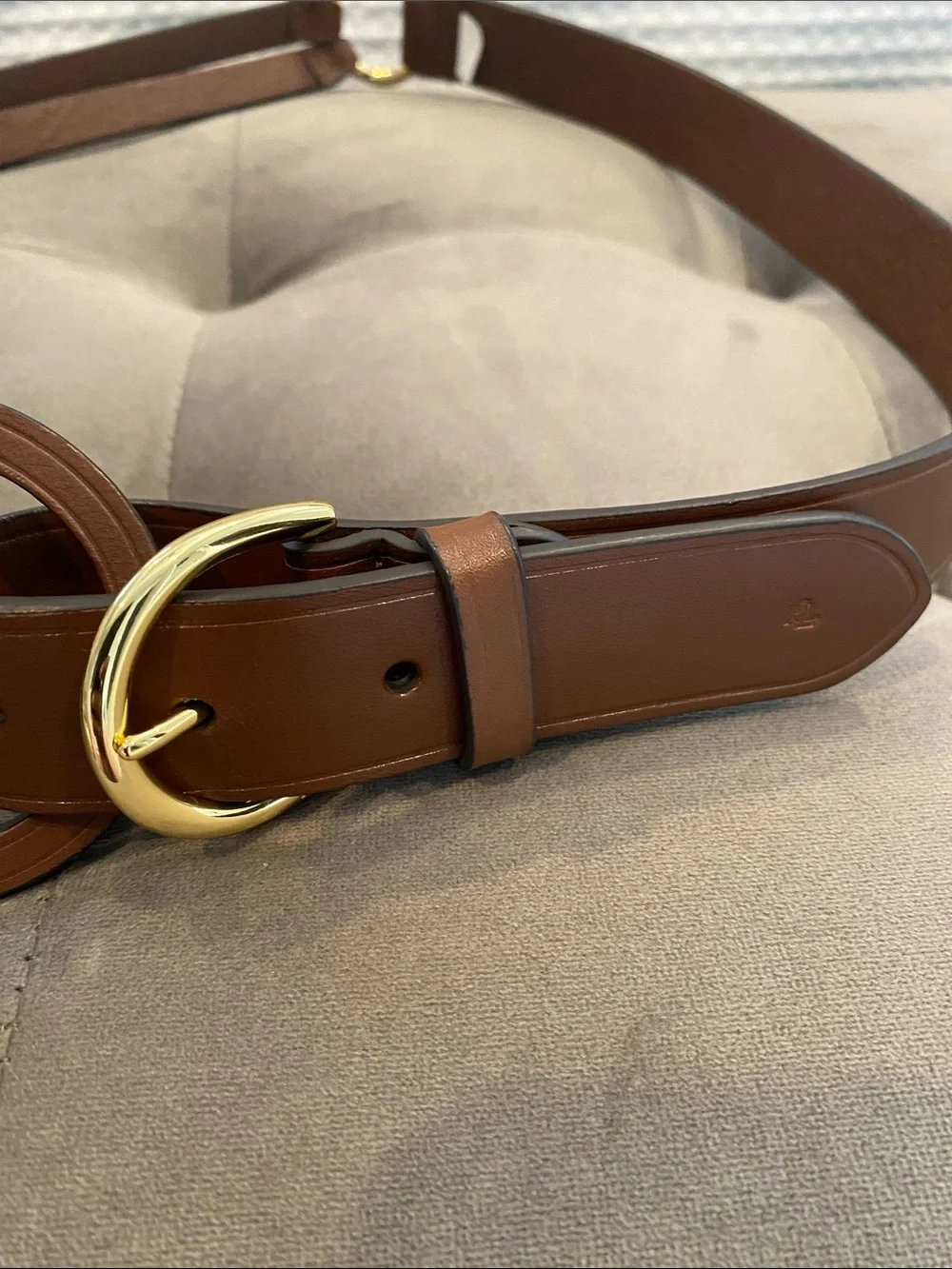Lauren Ralph Lauren Brown Leather Belt with Gold Buckle